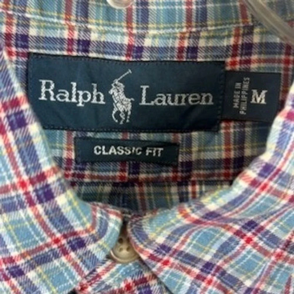 Ralph Lauren Men's Size Medium Plaid‎ Classic Fit Flannel Button Down Shirt